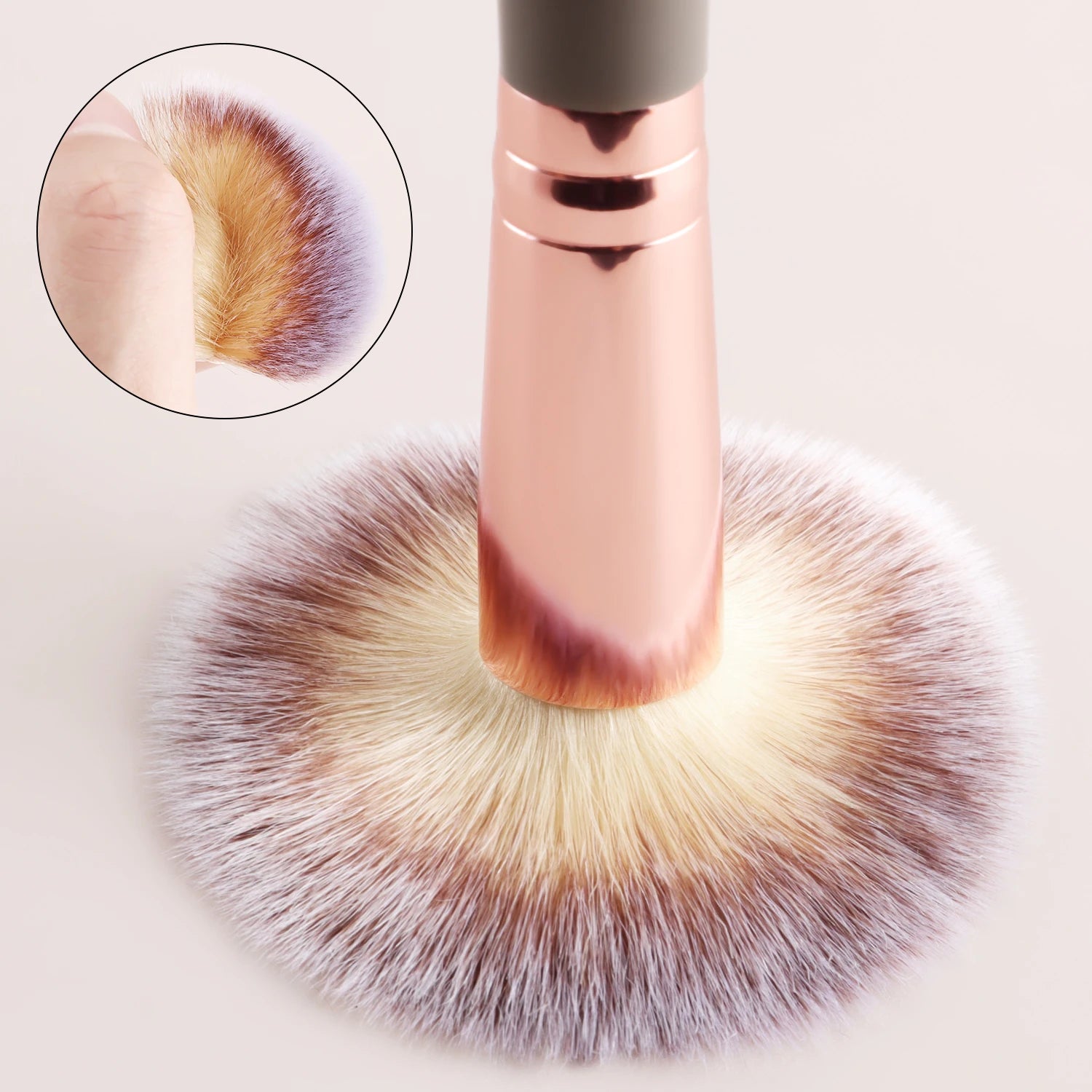 Single Dual-Ended Beauty Brush, Round Blending Brush + Angled Blush Brush Soft Bristle Makeup Tool