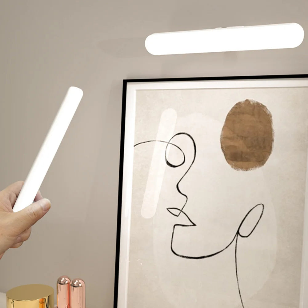 Wireless Mirror Vanity Lights Battery Operated LED Eye Protection Light Adjustable Color Brightness & Angle for Home Bathroom