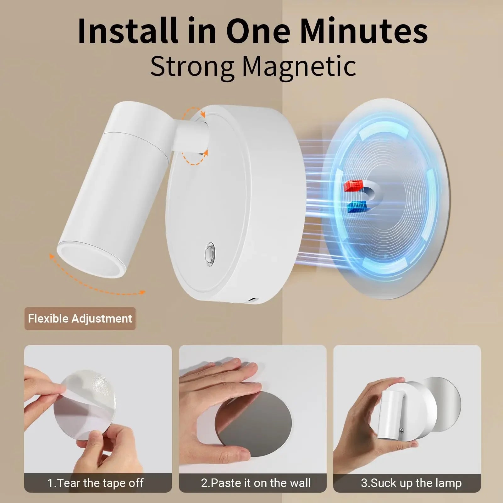Smart Remote Control & Magnetic USB LED Wall Light,3 Mode Dimmable Cordless Touch Night Lamp for Bedside,Wardrobe,Hallway,Stairs