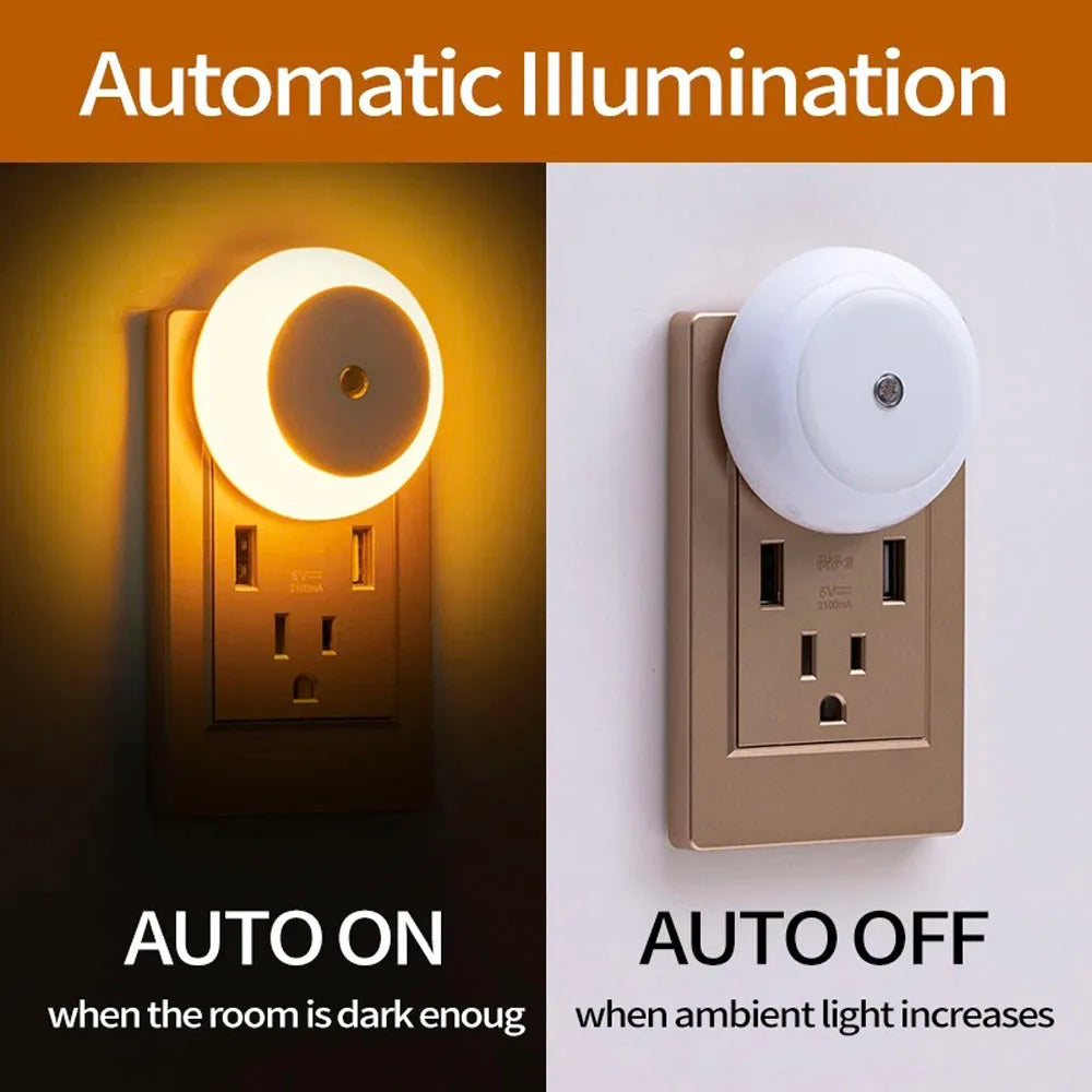 intelligent Motion Sensor night light auto on/off wireless night light LED Plug-in wall lamp  bedroom bedside lamp home lighting