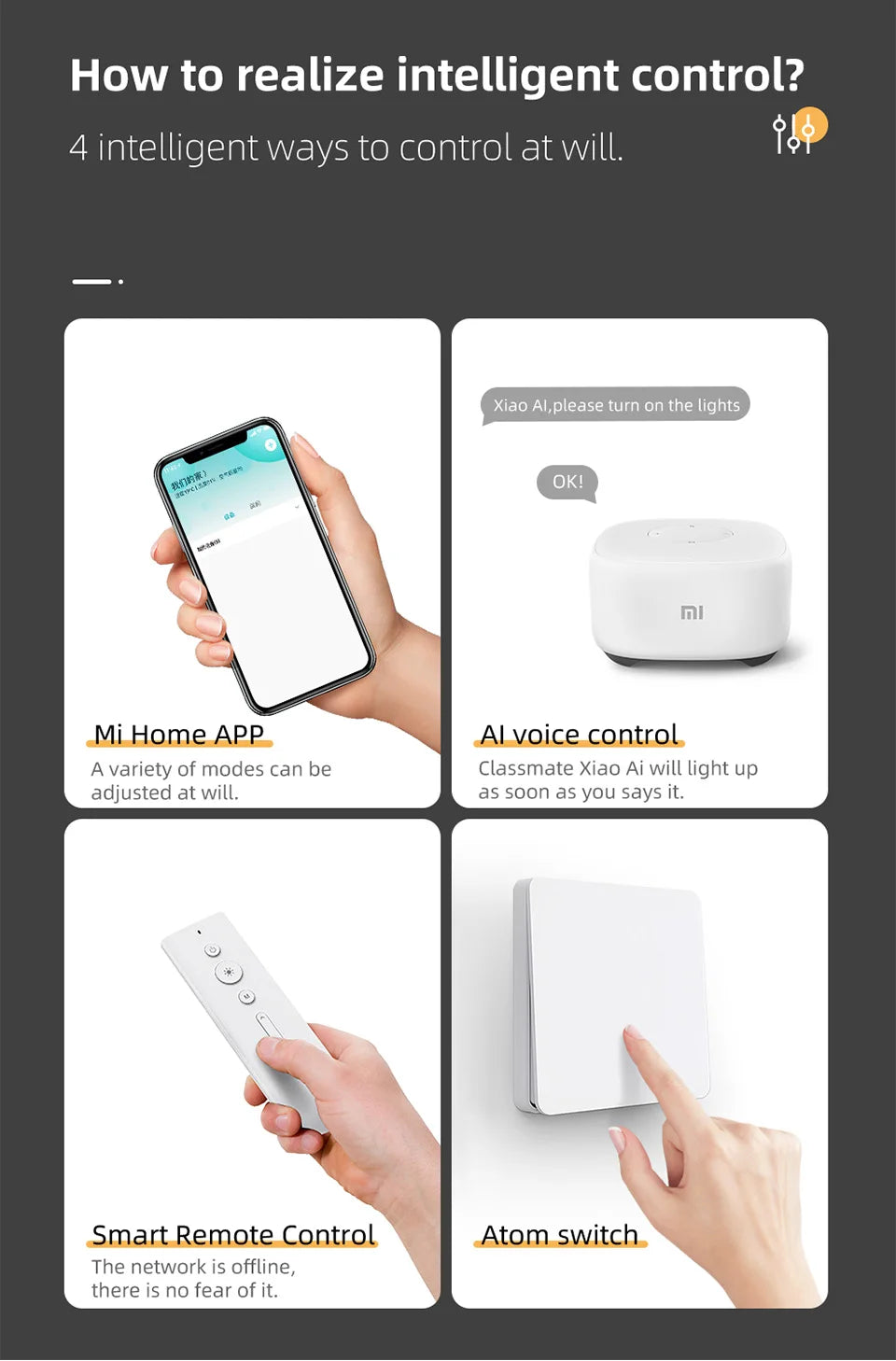 Aisilan LED Smart Ceiling lamp Ultra-thin Light Control by Remote Dimmable 24W 36W Flood Lighting for Living room Bedroom