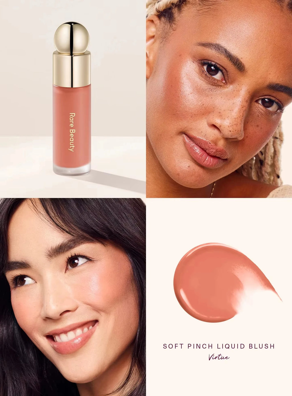 Rare Beauty Long-lasting Ultra-pigmented Liquid Blush Mistake-proof Seamless Airy Lightweight Worth Virtue Hope Joy Blush Makeup