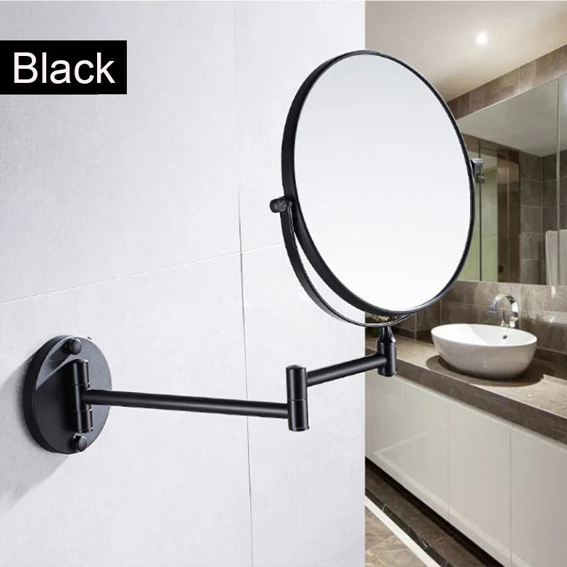 Wall-mounted Bathroom Double-sided Mirror Foldable Bathroom Makeup Mirror Wall Mounted 8 Inch Magnifying Mirror