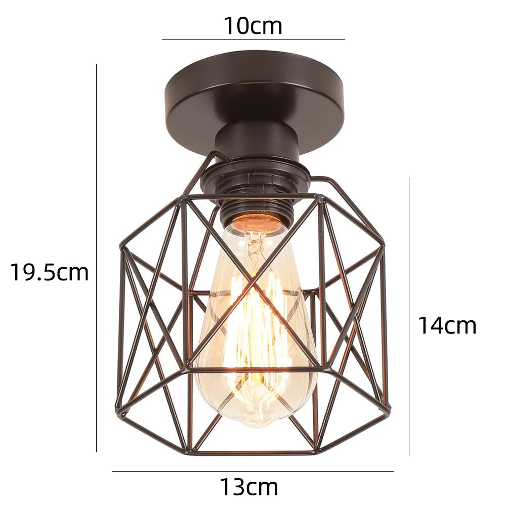 Vintage Industrial Retro Loft Metal Ceiling Lamp Shade Modern Ceiling Light for Aisle Indoor Cage Chandelier Lighting Fixures