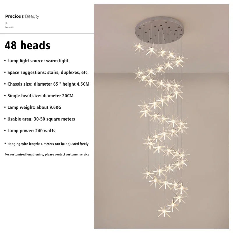 Lustre Attic Kitchen Hotel Led Ceiling Chandelier for Dining Decor Living Room Lamps Modern Meteor Shower Indoor Pendant Light