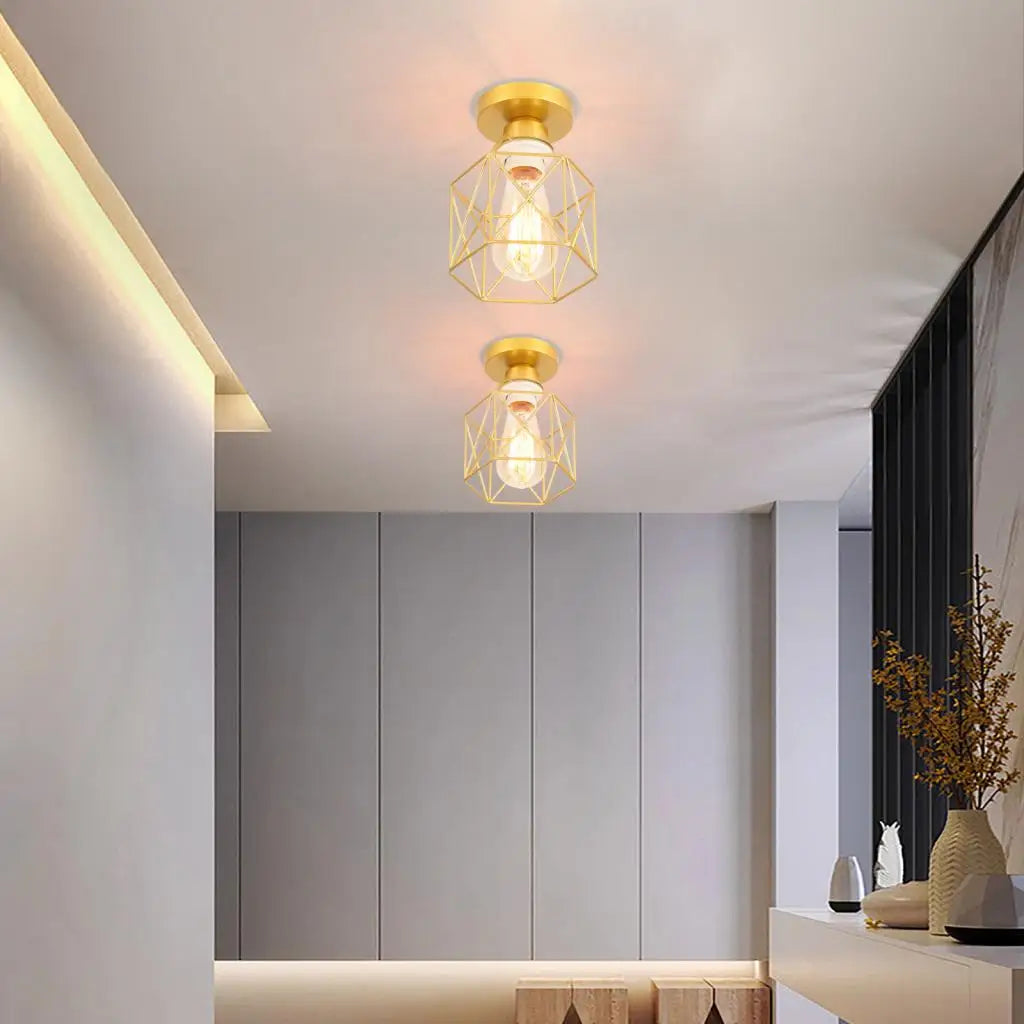 Vintage Industrial Retro Loft Metal Ceiling Lamp Shade Modern Ceiling Light for Aisle Indoor Cage Chandelier Lighting Fixures