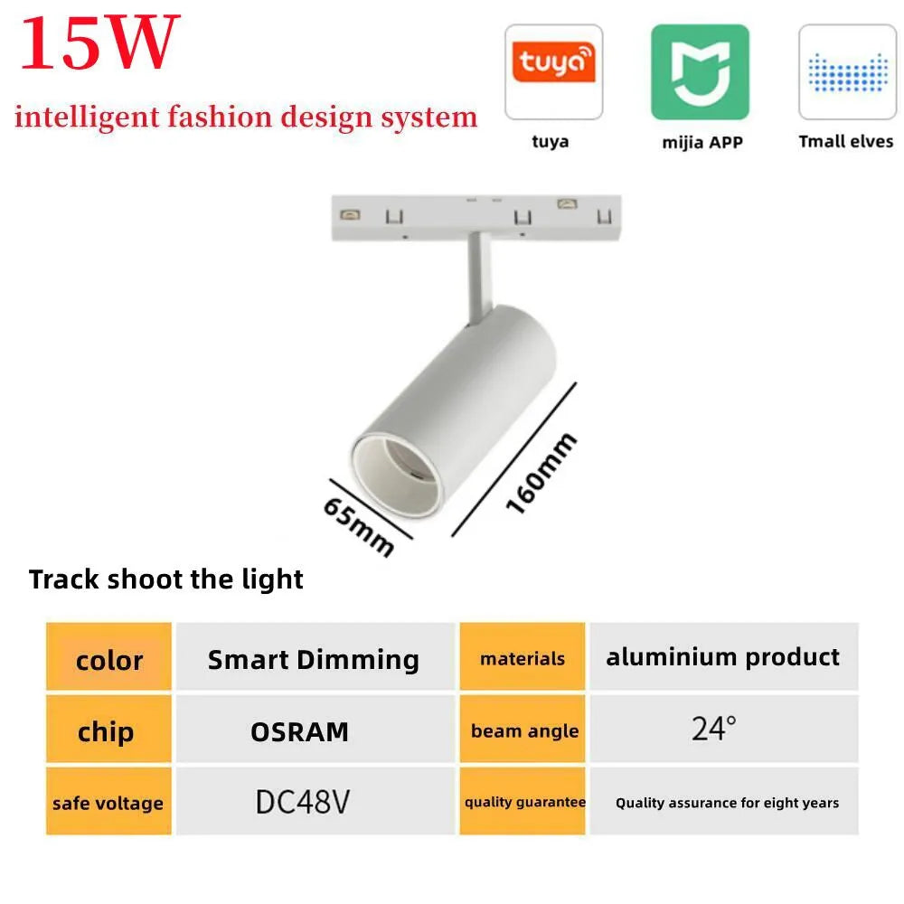 New White Tuya Smart LED Track Light Embedded Masterless Lighting lamp Living Room Light Voice Control Magnetic Track Light