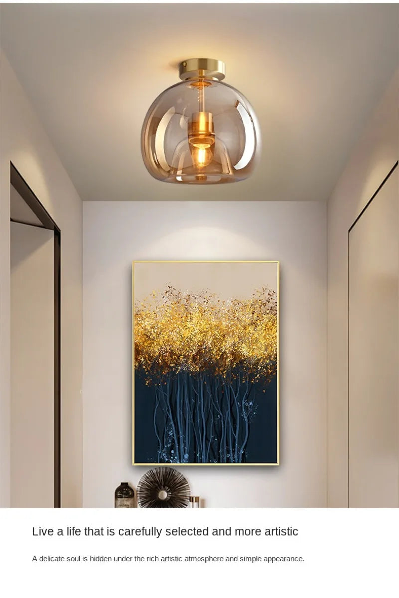 Nordic Modern Glass Ceiling Lamp Bedroom Bedside Restaurant Kitchen Bar Island  Hanging Led Chandelier Lights Indoor Lighting