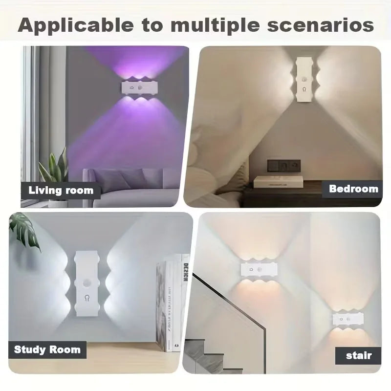 Smart Magnetic LED Wall Lamp with Motion Sensor Night Light 3 Color/Multicolor USB-Powered for Bedroom Living Office Wardrobe