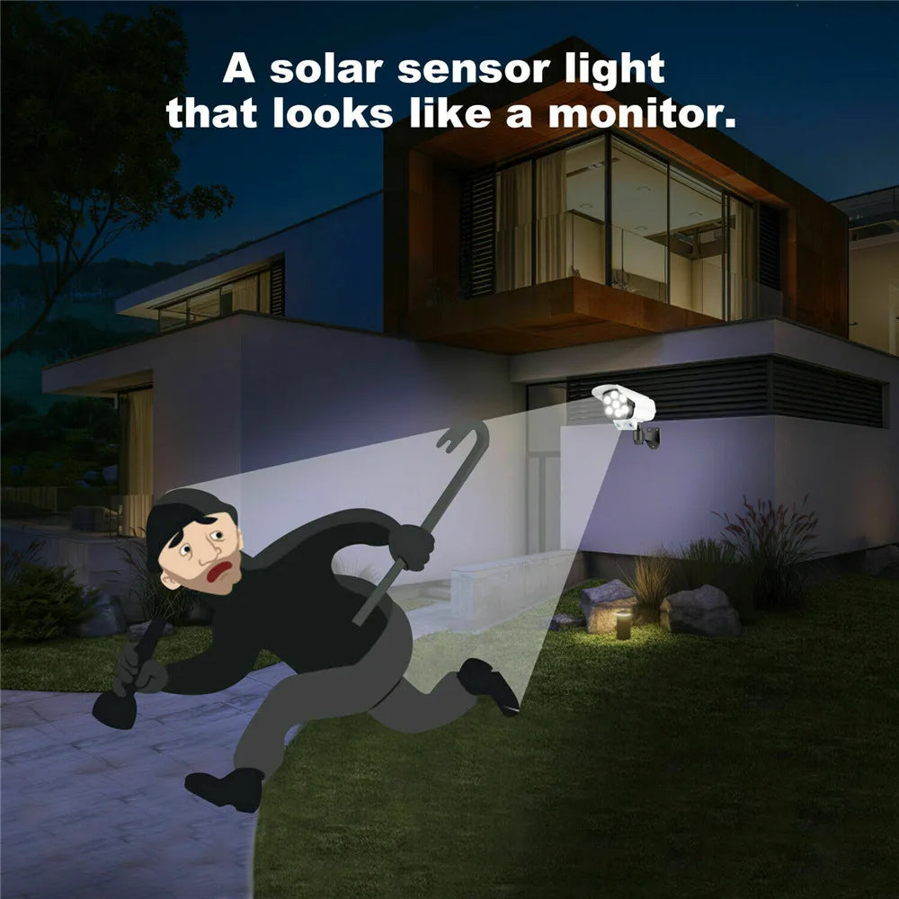 Outdoor Solar Light Motion Sensor Security Dummy Camera Wireless Flood Light IP65 Waterproof 77 LED Lamp 3 Mode For Home Garden