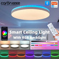 Smart LED Ceiling Light with RGB Backlight Bluetooth Tuya APP Remote Control Dimming Living Room Bedroom Home Decor Ambient Lamp