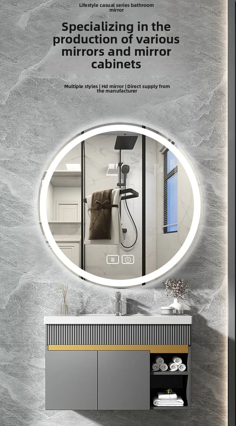 Wall Mirror Smart Mirror Smart Bathroom Mirror Three-color Light Led Touch Screen Anti-fog High Definition Makeup Mirror