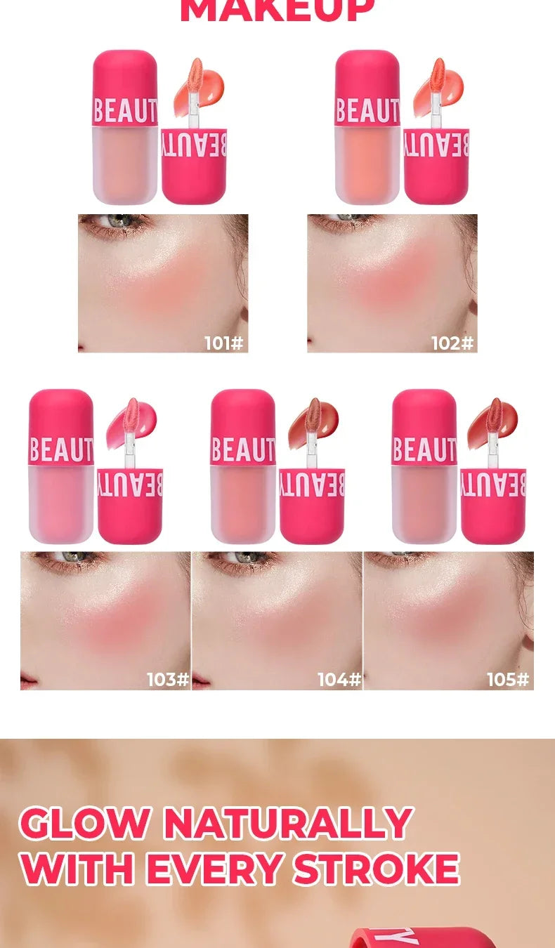 BEAUTY GLAZED 5 Colors Blush Serum Long Lasting Waterproof Natural Cheek Tint Blusher Matte Cream On Face Make Up Cosmetics