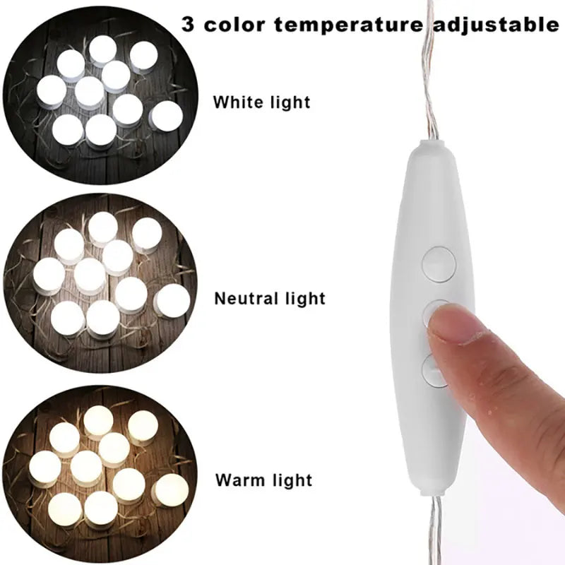 Makeup Mirror LED Light Bulbs Vanity Lights USB Charging Bathroom Dressing Table Lighting Dimmable LED Vanity Mirror Light