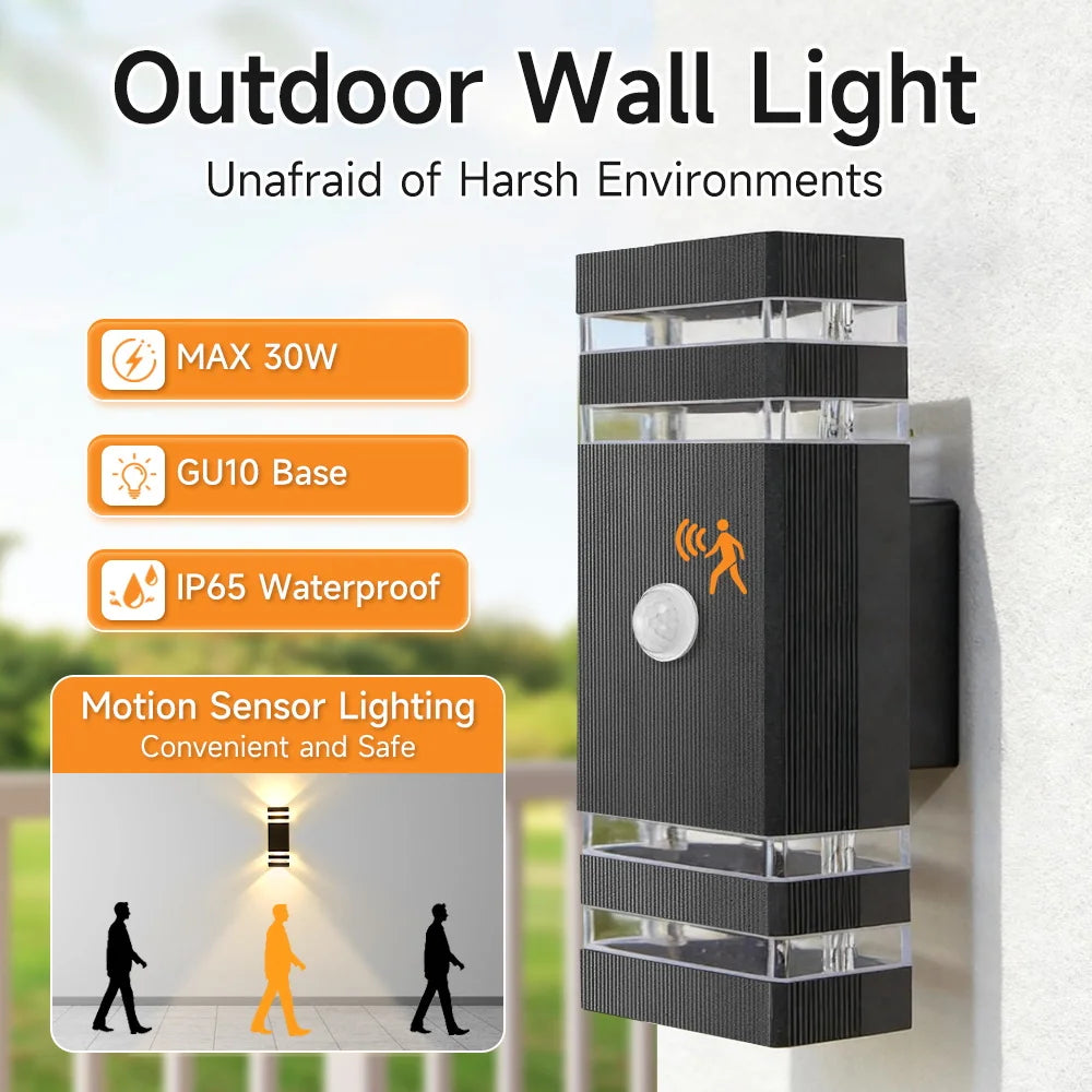 Smart Outdoor Wall Light Waterproof LED Wall Lamps Motion Sensing Porch Lights Exterior Sconce Lamps For Balcony Garden Backyard