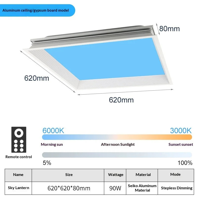 Modern Smart Integrated LED Ceiling Light Sky Blue Clouds Effect Daylight Simulation for Kitchen Home Lighting Room Decor