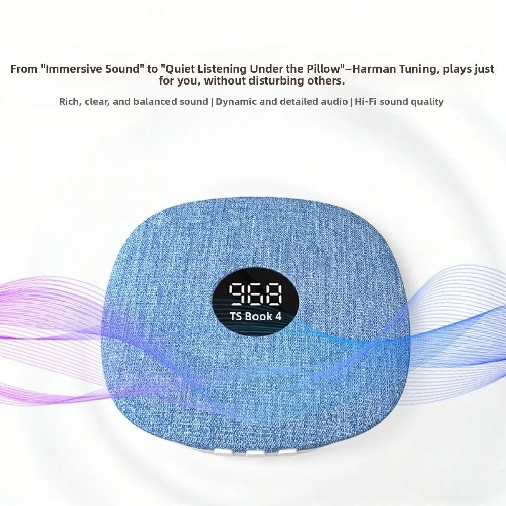 Bluetooth 5.4 Under Pillow Bluetooth Speaker Bone Conduction Sleep Aid Sound Machine LED Display Mini Bedroom Pillow Speaker