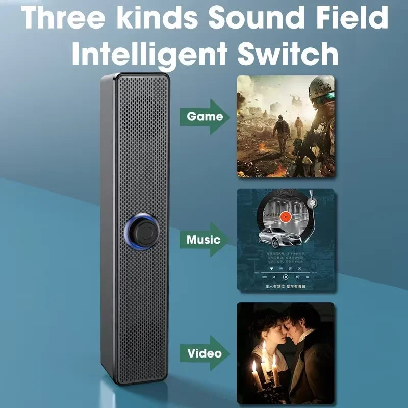 Wired Bluetooth Speaker USB Powered Soundbar Stereo Bass Dual Speaker Home Theater TV PC Laptop Gaming Portable Audio Box