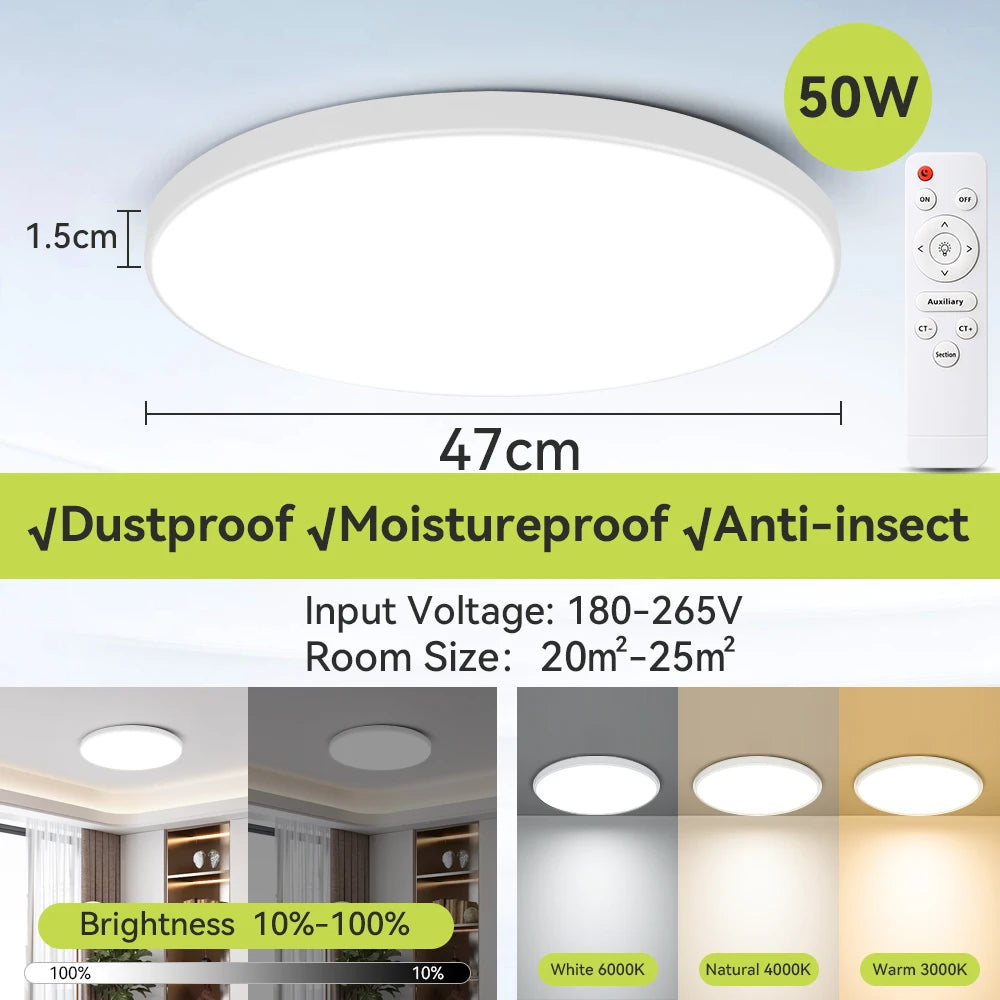 Smart Led Ceiling Light 30W 40W 50W Dimmable Modern Led Ceiling Lamps with Remote Control Led Lights for Room Living Room