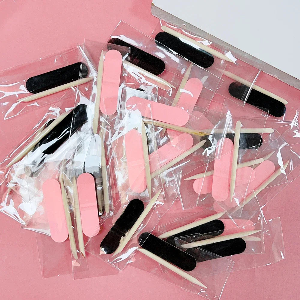 20/80/100pc Disposable Nail File Set Mini Nail Cleaning Care Kit Wood Sticks Nail Art Tools Portable Filer Accessorie Manicure