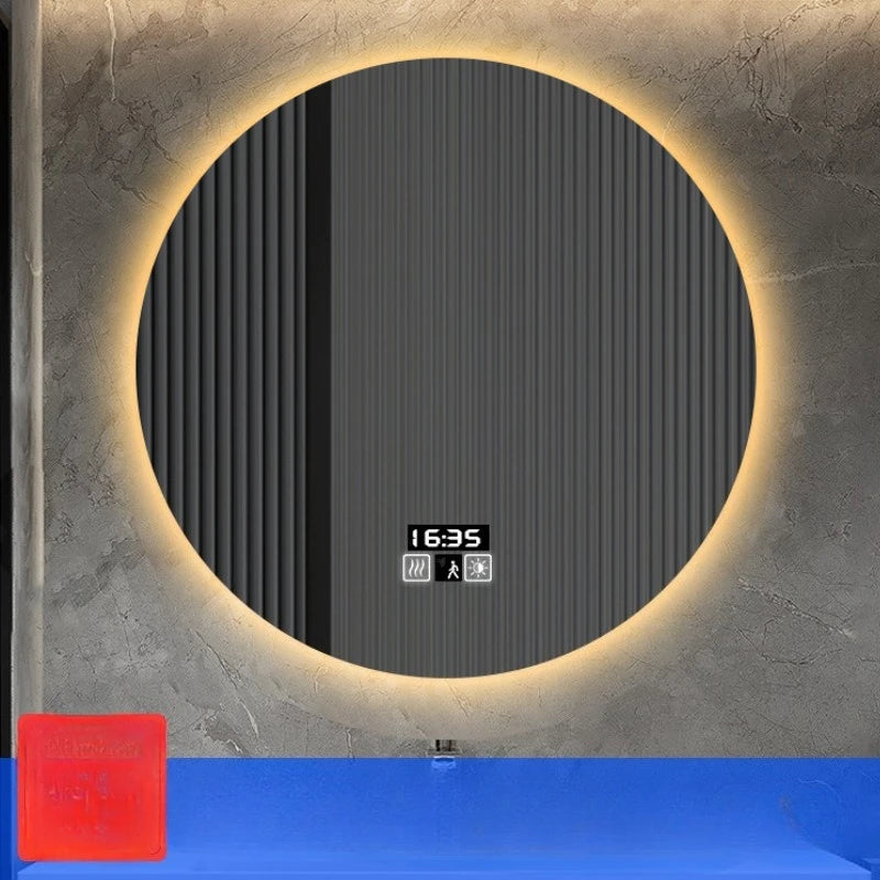 19 Inches Led Bathroom Anti-fog Luminous Makeup Sensor Wall Hanging Shower  Fashion Hotel Round Bathroom Mirror Intelligent