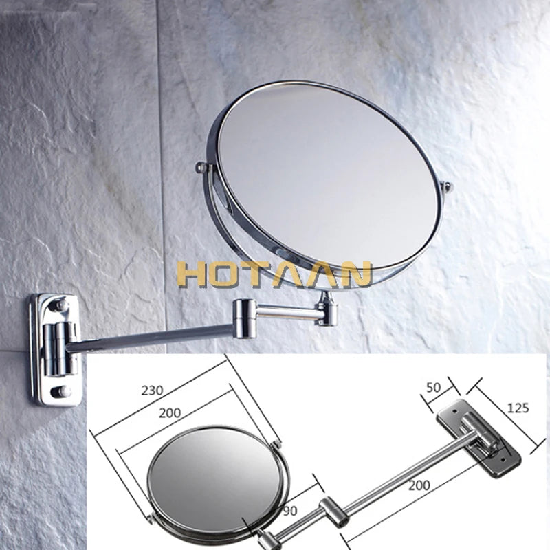 Oral Hygiene Shaving Bathroom Mirror Wall Mounted Stainless Steel 8 Inch Double Cosmetic Mirror(1:1 And 1:3) .