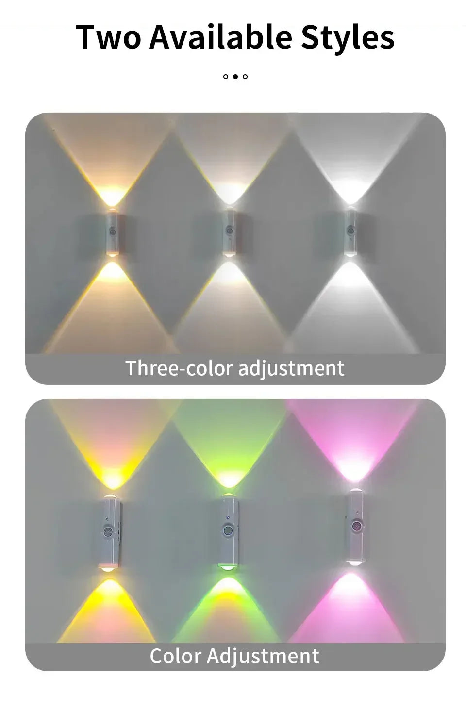 Motion Sensor Night Light 7 Color Change LED Wireless Wall Lamp Magnetic Rechargeable Spotlight for Bathroom Bedroom Living Room