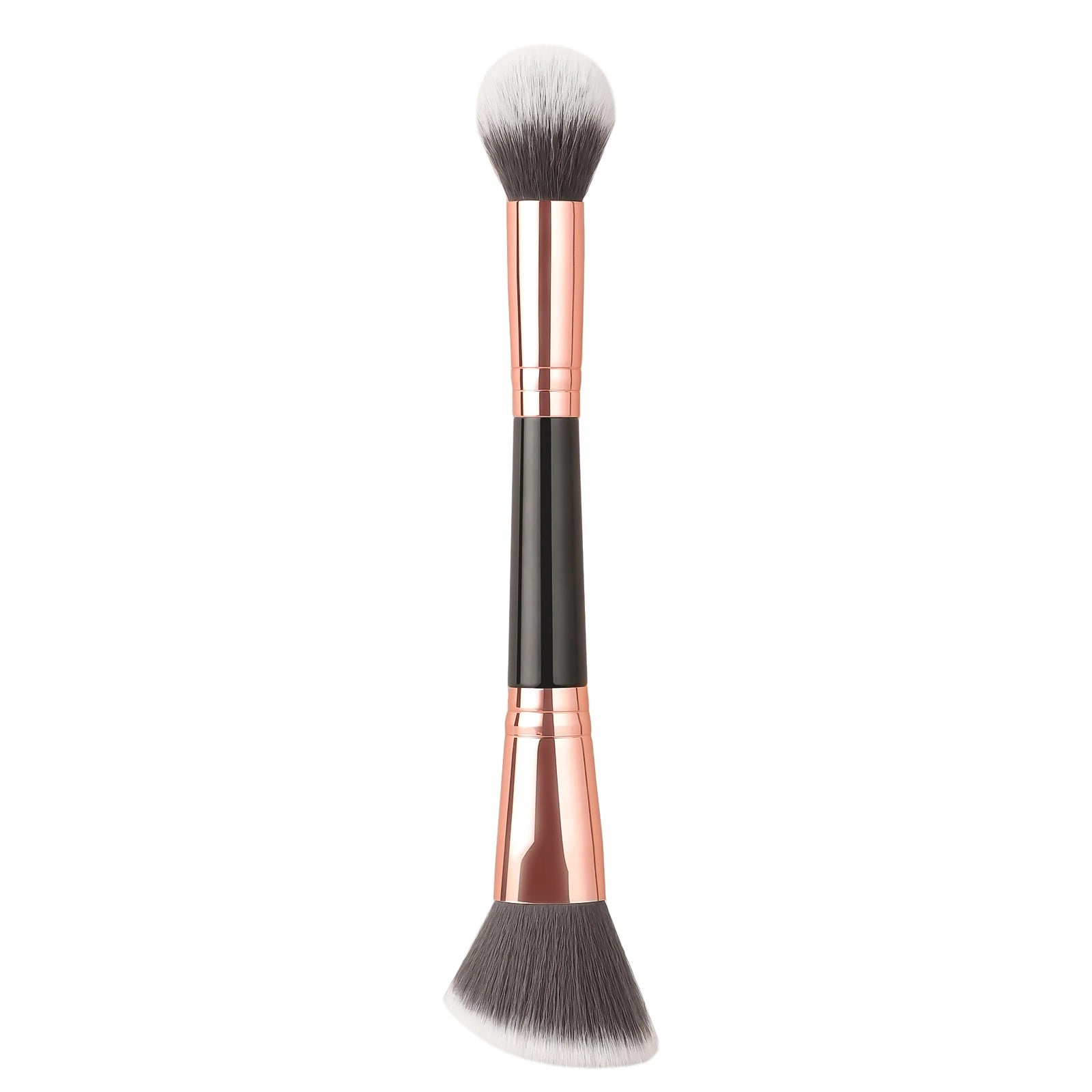 Single Dual-Ended Beauty Brush, Round Blending Brush + Angled Blush Brush Soft Bristle Makeup Tool