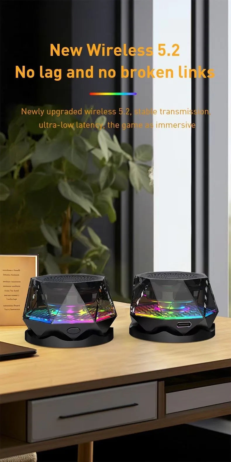 Portable Bluetooth Speakers 5W for Mobile Phone  Multifunctional RGB Led Light Tws Stereo Magnetic Portable Wireless Speaker