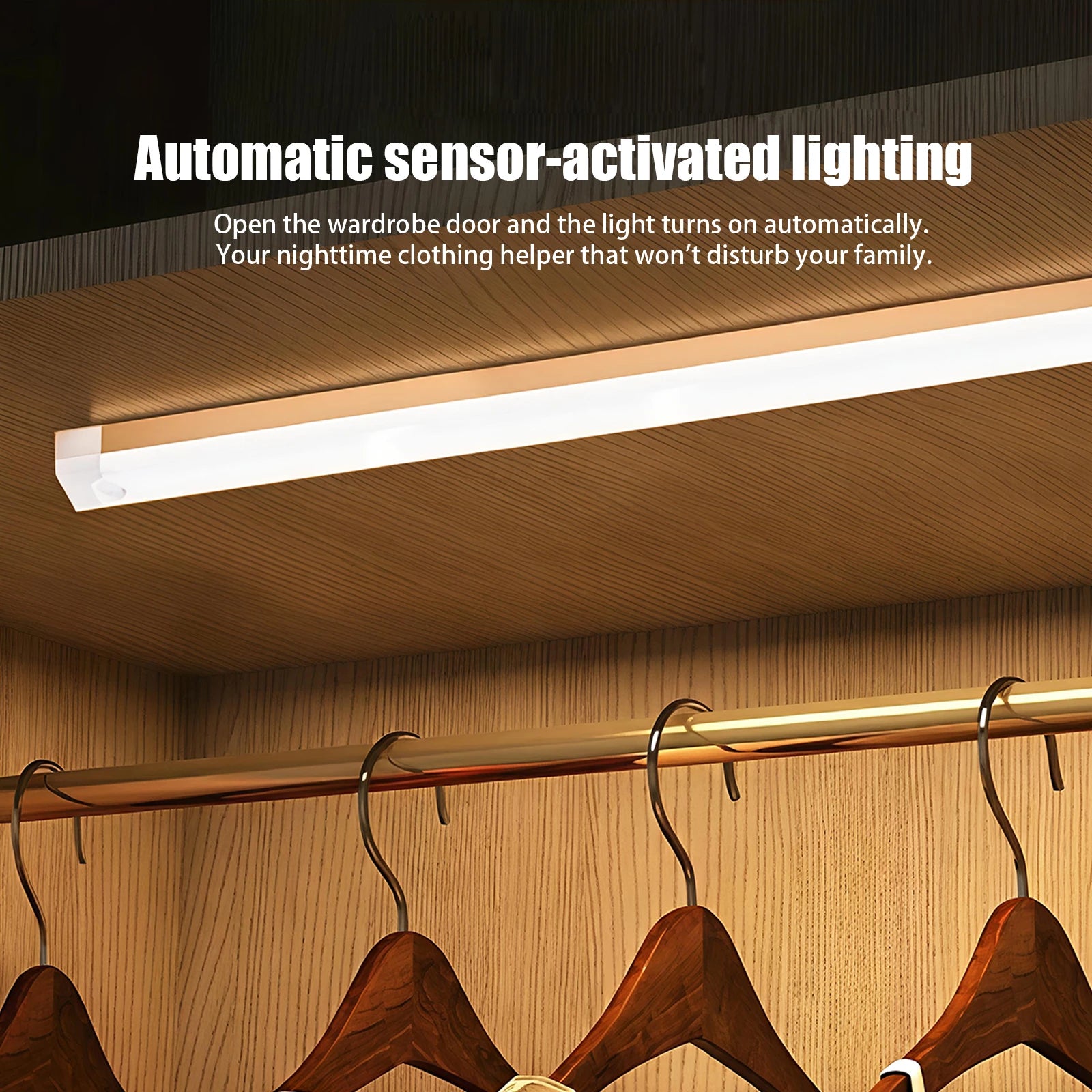 LED Smart Night Light Wireless Auto-Sensing Backlit Safety Light for Bedroom Closet Cabinet Stairway Home Lighting