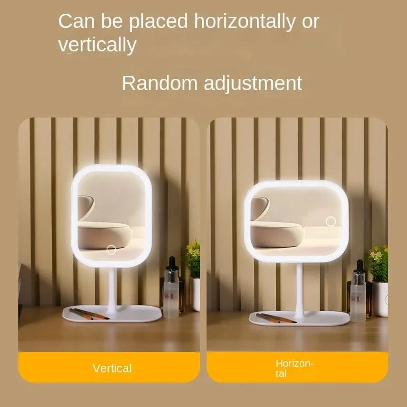 3 Colors LED Lighted Vanity Mirror Unique Designer Touch Control Makeup Mirror for Bedroom Dressing Table Desktop Gifts Women
