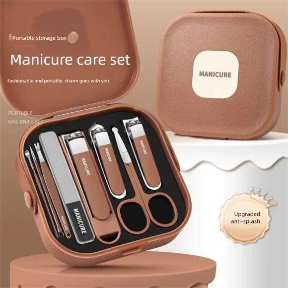 Portable Nail Clippers & Manicure Pedicure Set - Complete Nail Care Kit with Clippers, File, Cuticle Remover & Tools