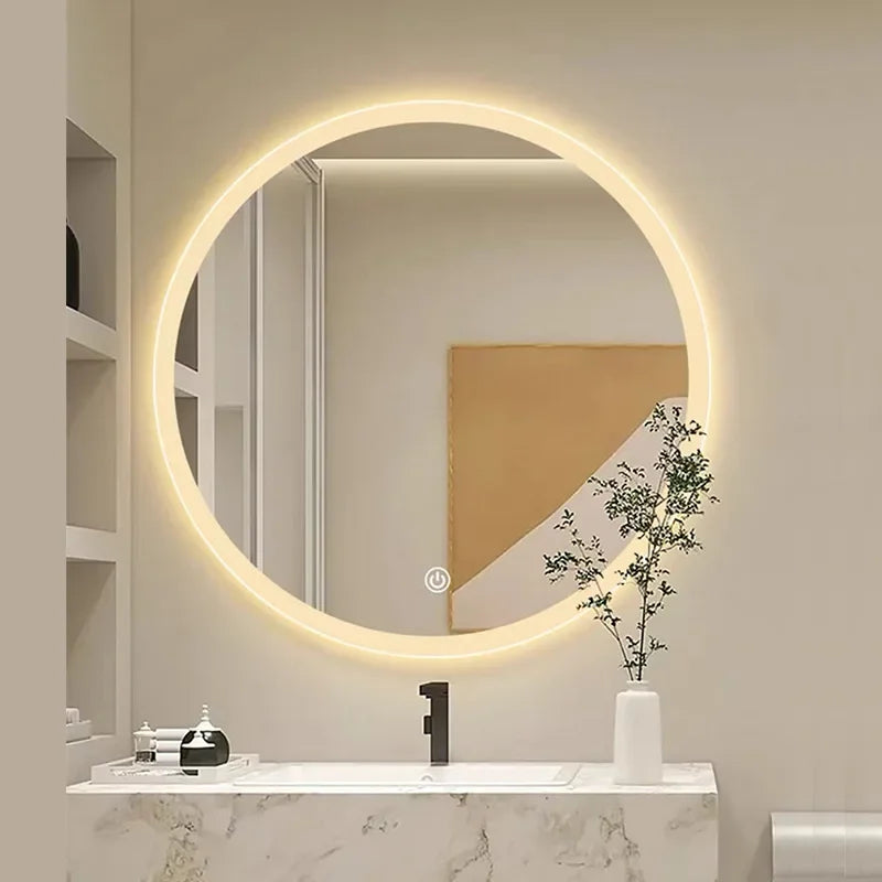 Led Mirror with Light Vanity Mirror 19.5 Inch Smart Round Mirror Bathroom Mirror Anti-fog Makeup Wall Hanging Bathroom Bathroom