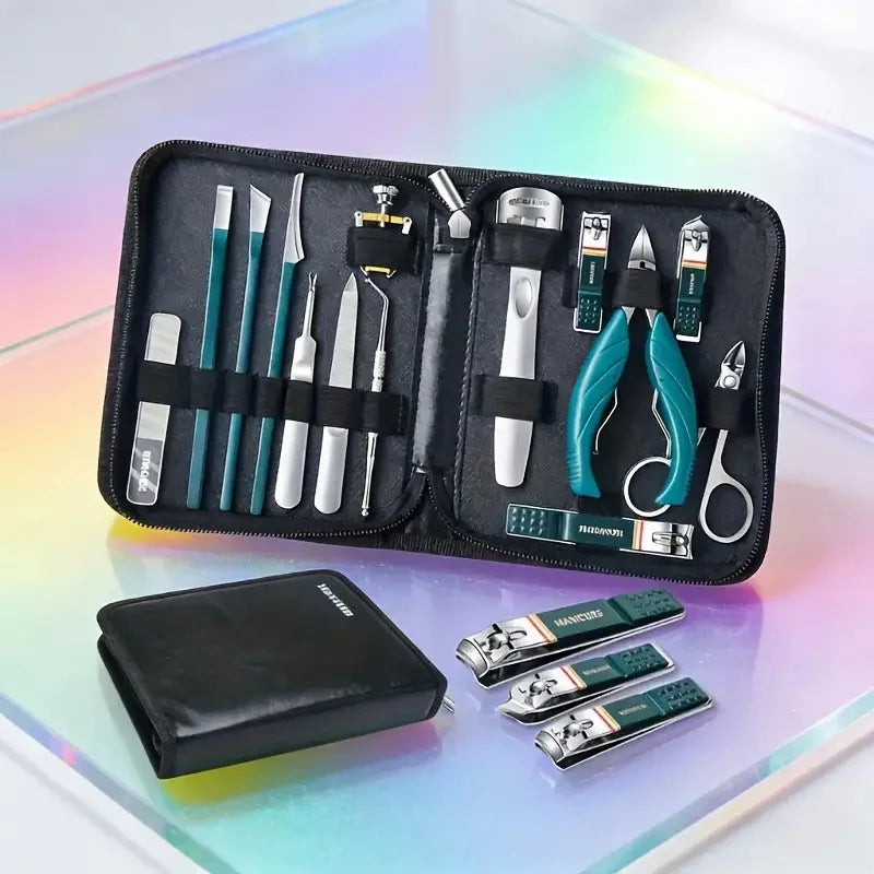 Nail care set - Stainless steel manicure and pedicure set - Nail clipper set - Gift with travel case
