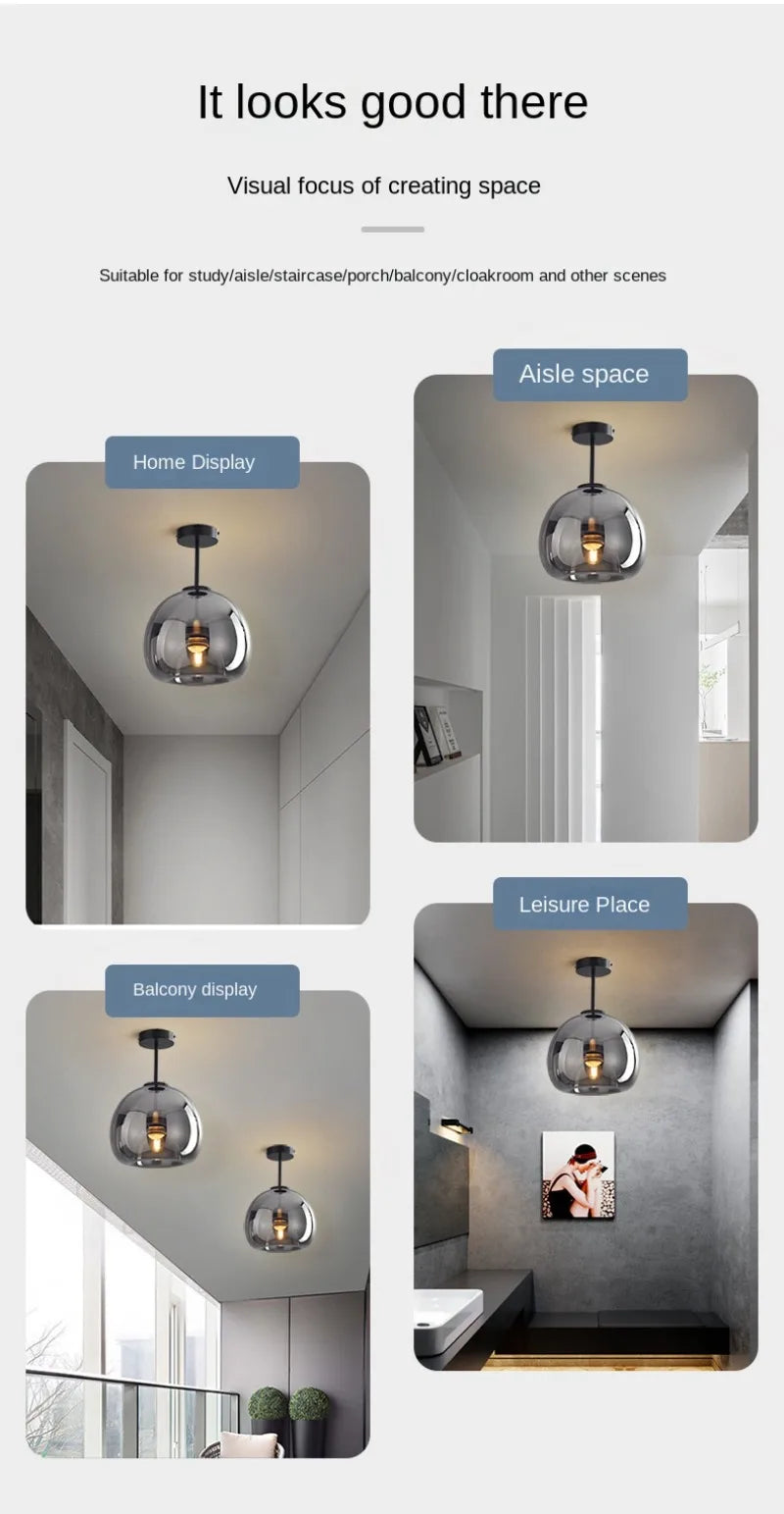 Nordic Modern Glass Ceiling Lamp Bedroom Bedside Restaurant Kitchen Bar Island  Hanging Led Chandelier Lights Indoor Lighting