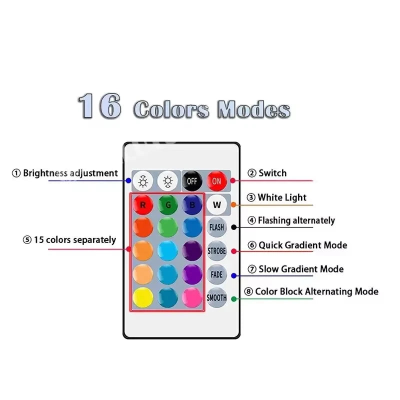 24 Key Remote Control Smart Lamp Atmosphere Light 16 Colors RGB Bulb LED Multicolor Bulb E27 220V Household Lighting Dimmable