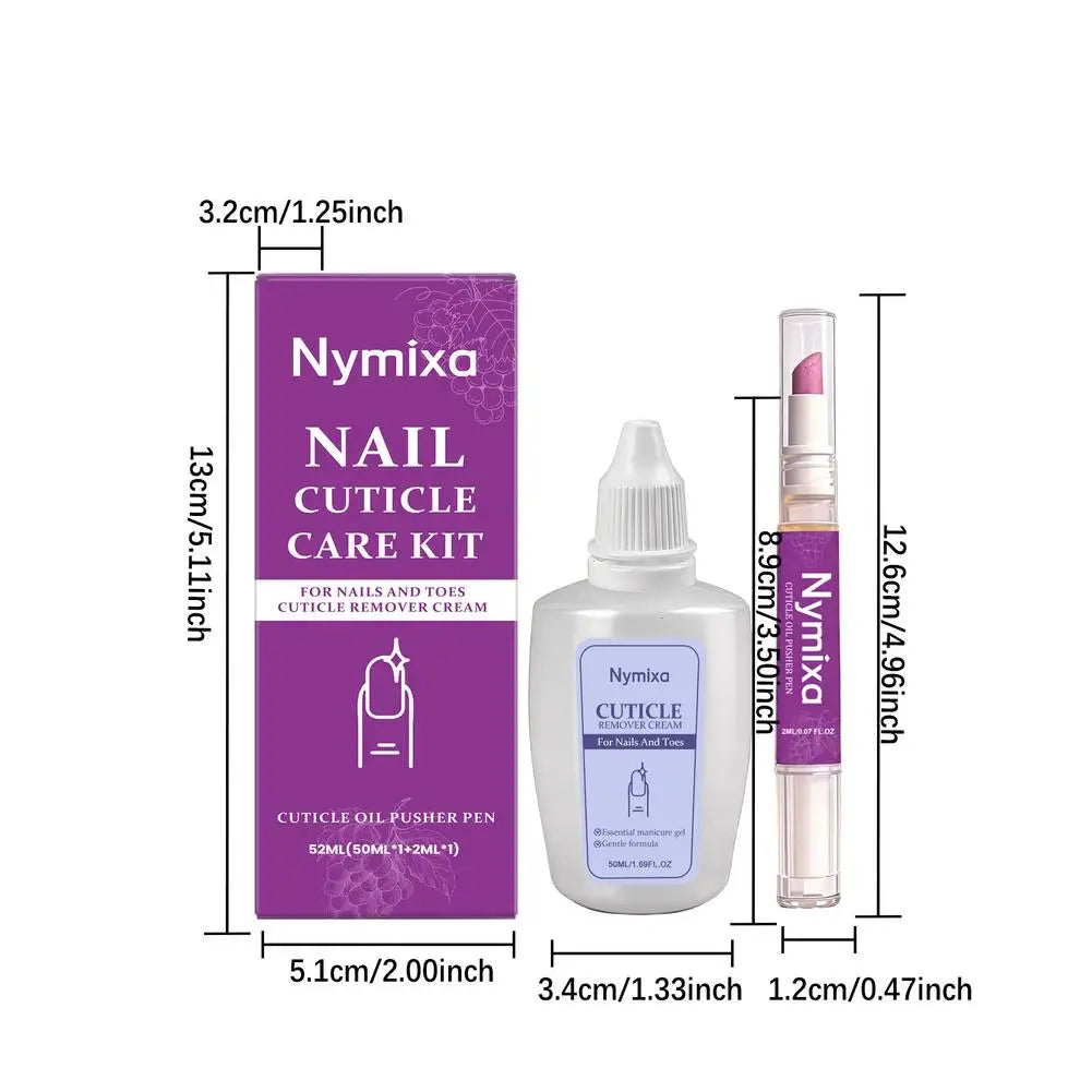 Nail Cuticle Care Kit 50ml Remover Cream 2ml Oil Pen Salon Quality Manicure Set Fingernails Toenails Healthy Grooming Portable