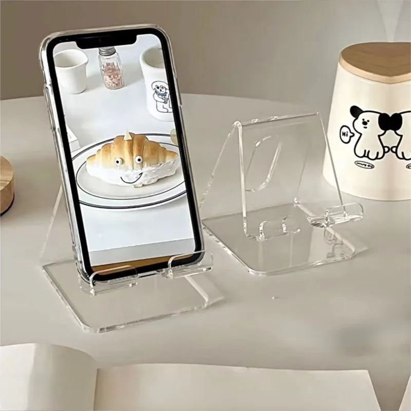 1pc Acrylic Phone Holder, Transparent Phone Holder, All Smartphones, Desk, Office Supplies, Accessories