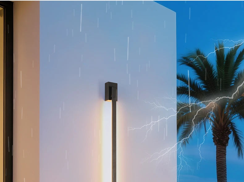 Smart Dimmable Outdoor Wall Light Black Modern LED Lamp IP65 Waterproof via APP Control for Garden Home