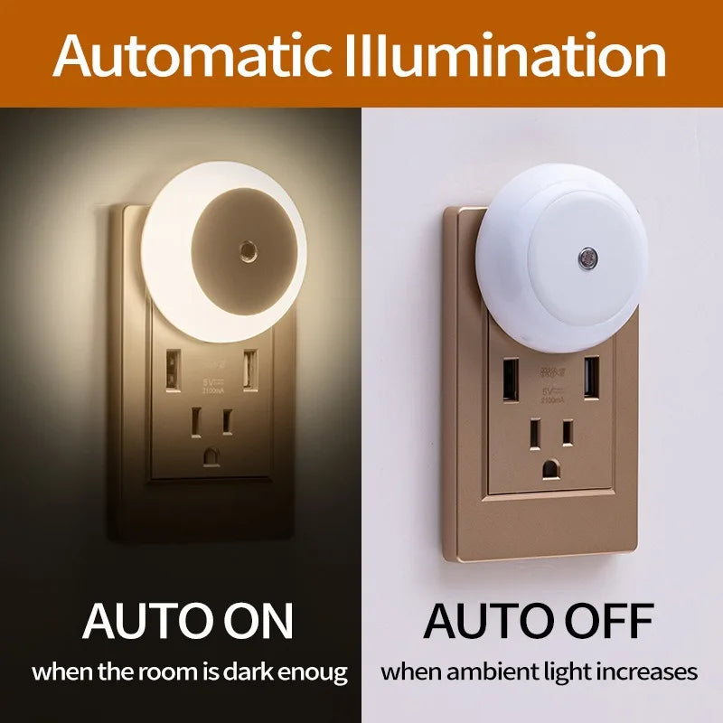 intelligent Motion Sensor night light auto on/off wireless night light LED Plug-in wall lamp  bedroom bedside lamp home lighting