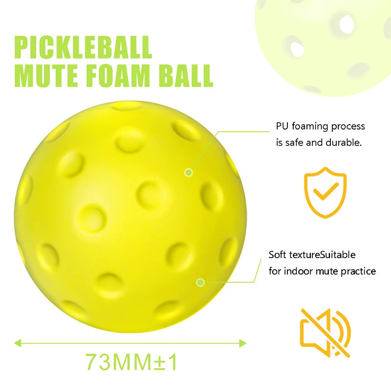 Silent & Sturdy Indoor Pickleball Balls, 1/3pcs, 74mm, PU Foam, Suitable for Practice and Tournaments