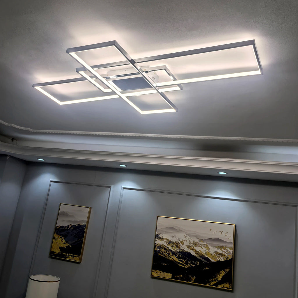 Smart Home Alexa Rectangle Aluminum Modern Led Ceiling Lights For Living Room Bedroom 85-265V White/Black Ceiling Lamp Fixtures