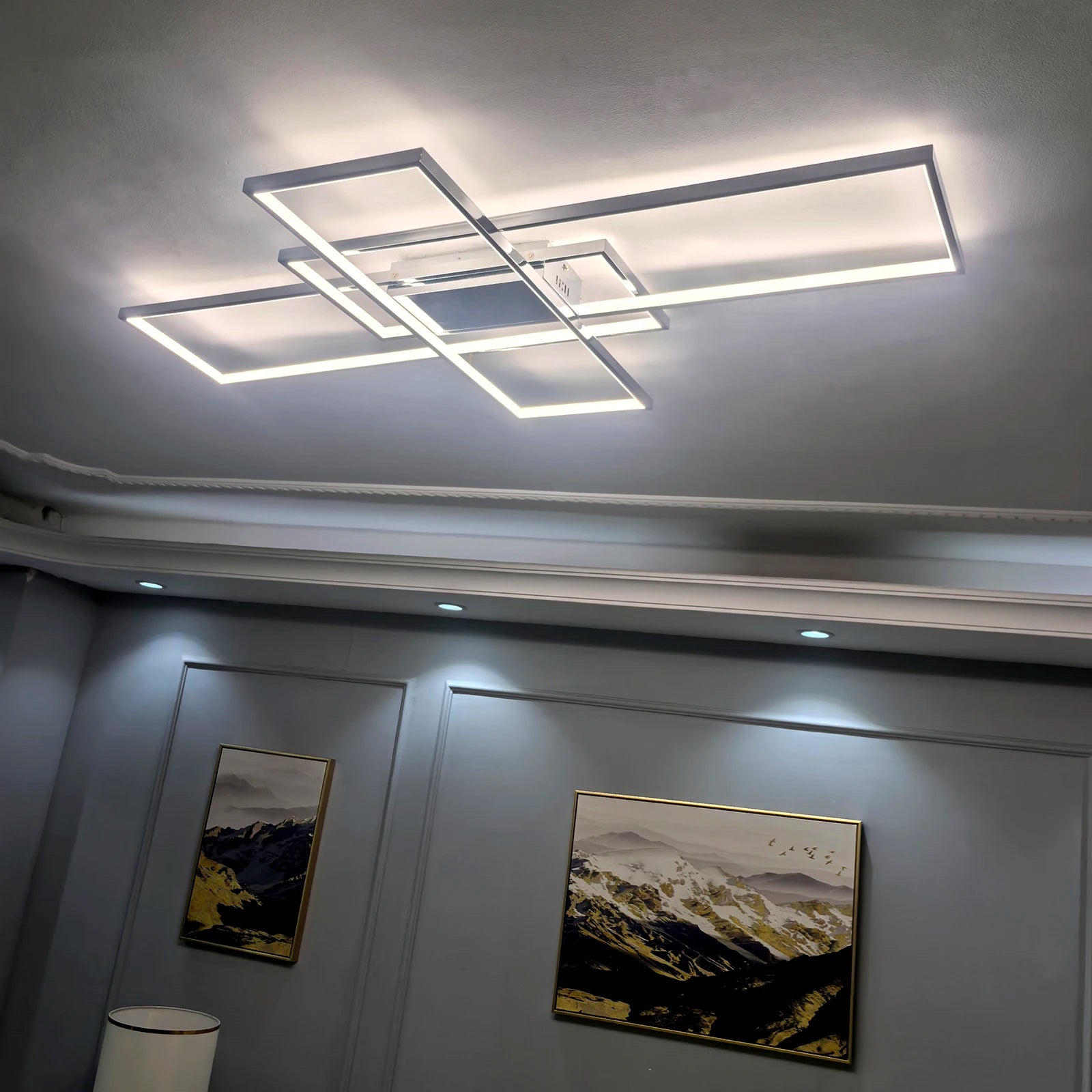 Smart Home Alexa Rectangle Aluminum Modern Led Ceiling Lights For Living Room Bedroom 85-265V White/Black Ceiling Lamp Fixtures