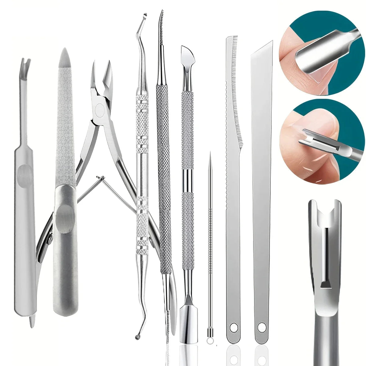 Stainless Steel Nail Care Kit, Cuticle Trimmer, Nail Cuticle Nippers, Ingrown Toenail Removal Kit,removal and foot repair tools