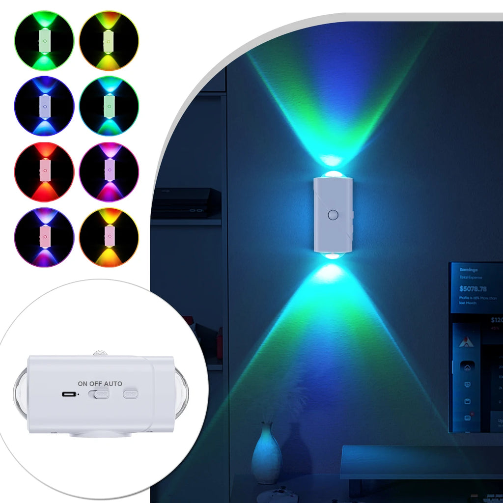 Smart Dual Sensor Night Light, 8 Lighting Modes RGB Ambient Lamp with Magnetic Installation for Home Decor Hallway Stairs