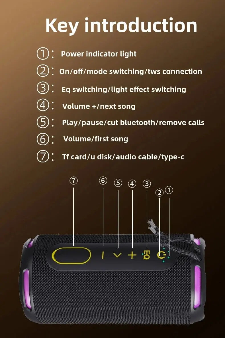 [Upgraded]Portable Bluetooth Speaker, 50W Loud Stereo Sound, IPX7 Waterproof, 10H Playtime, RGB Lights,Perfect for Party/Outdoor