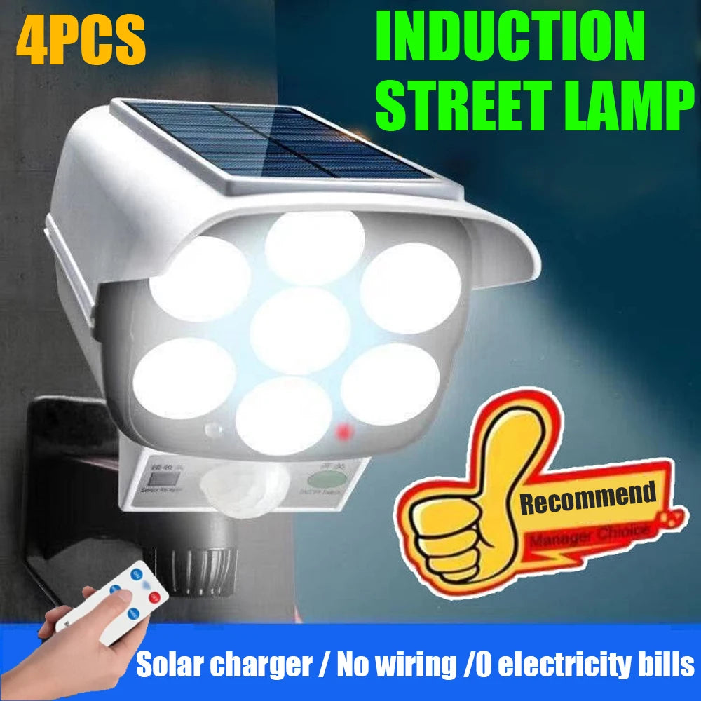 Outdoor Motion Sensor Solar Lights 77LED Solar Motion Sensor LED Light Outdoor Camera Porch Garden Wireless Security Floodlights