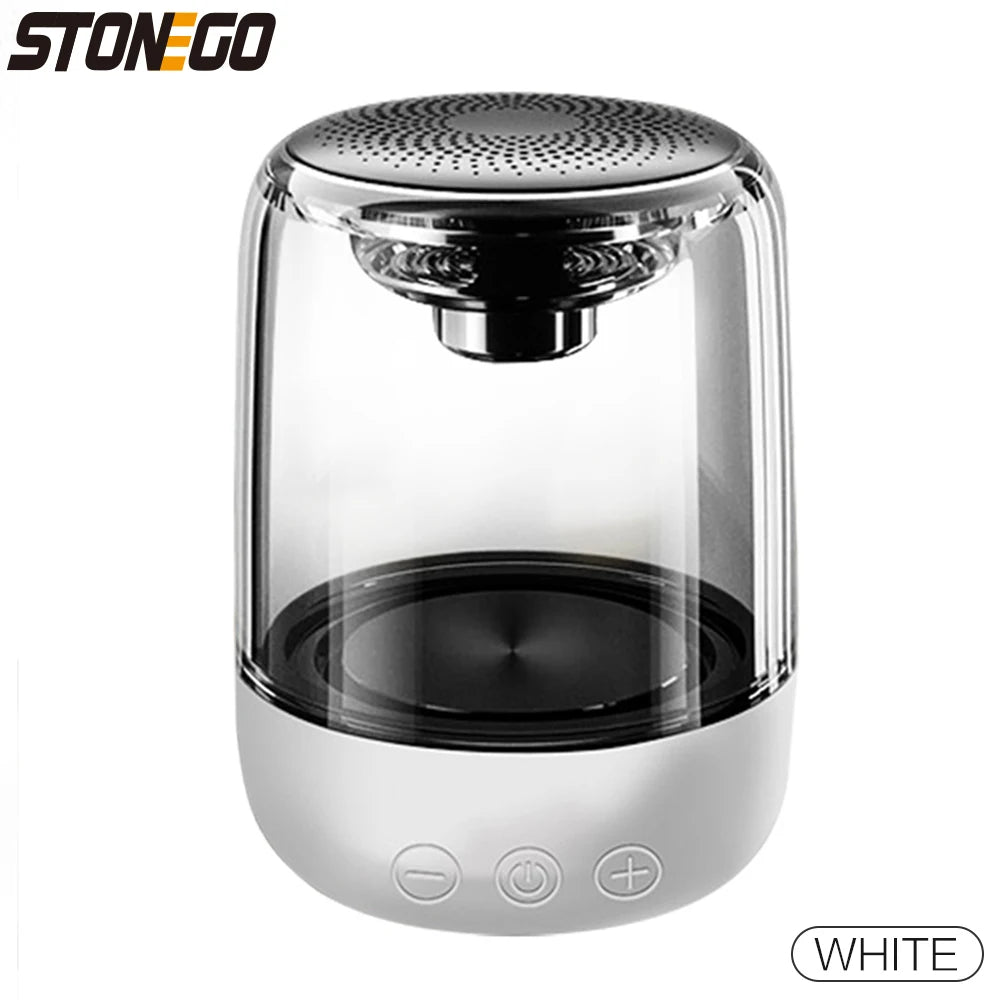 True Wireless Bluetooth 5.0 Speakers Transparent Design Breathing LED Light TWS Bluetooth Speaker TF Card AUX Audio Input
