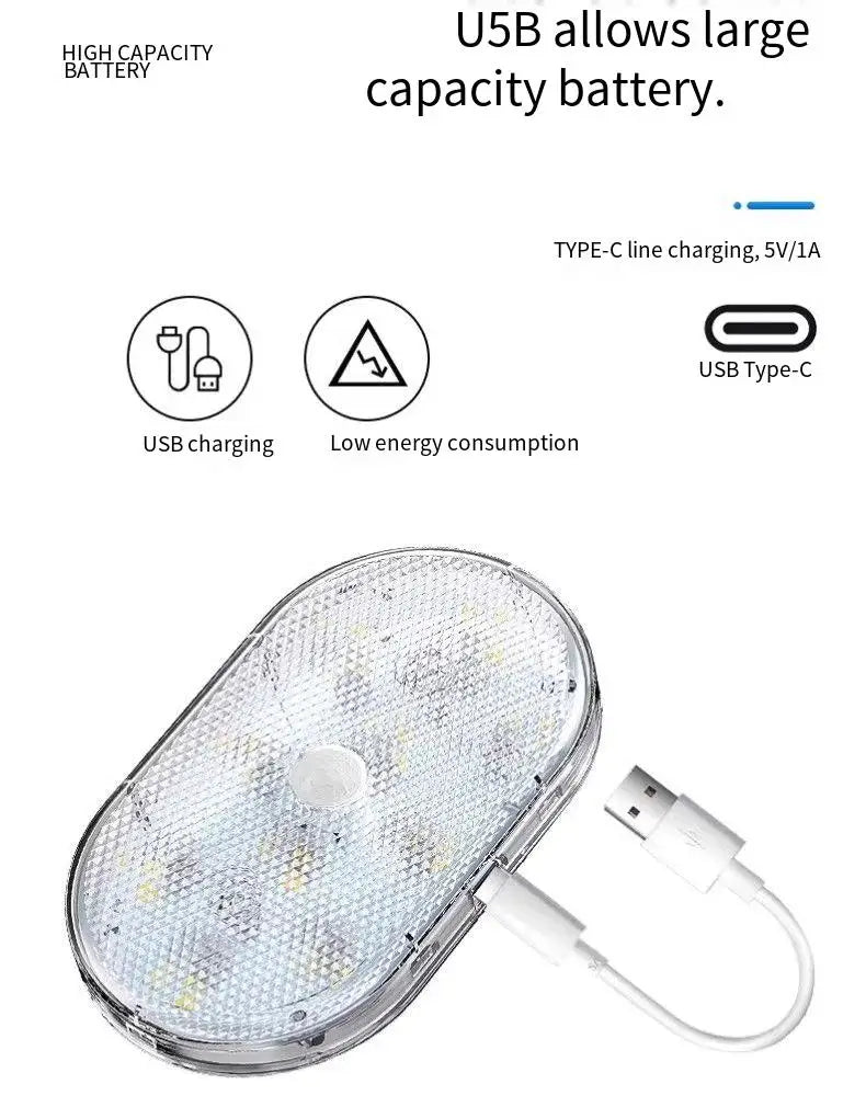 Motion Sensor Led Light 650mAH USB Rechargeable Automatic Induction Sensing Light Wireless Foot Lamp for Car Trunk Door