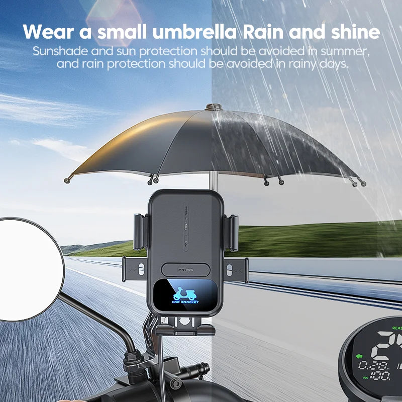 Motorcycle Accessories Wireless Charger Mobile Phone Holder Waterproof Sunshade Shockproof Bike Wireless Phone Charger Mount